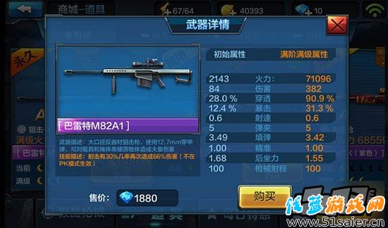 全民突擊巴雷特M82A1屬性