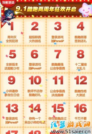天天酷跑2周年慶活動簽到獎勵