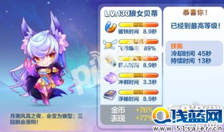 天天酷跑狼女貝蒂經典滿級屬性圖