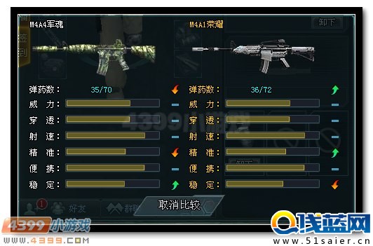 生死狙擊M4A4軍魂和M4A1榮耀的對比