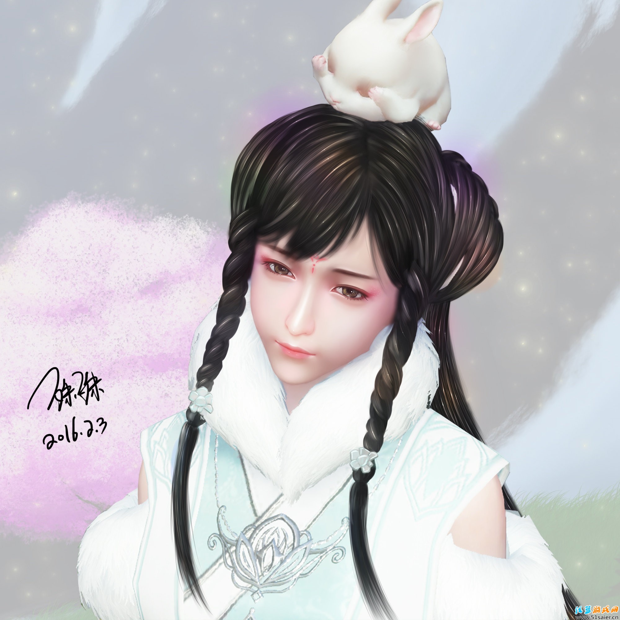 天涯明月刀雪影兔頭壁紙分享:《松月生夜涼》
