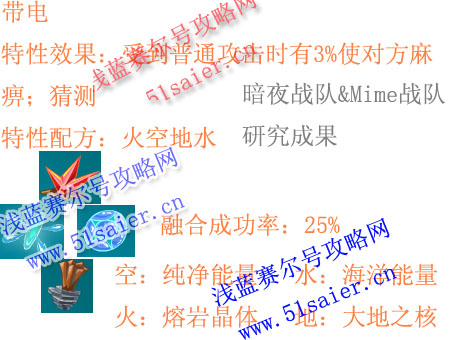 賽爾號精靈特性帶電配方
