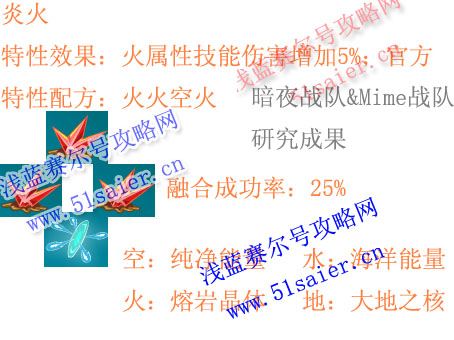 賽爾號炎火特性配方