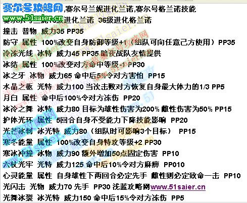 賽爾號(hào)蘭妮技能表