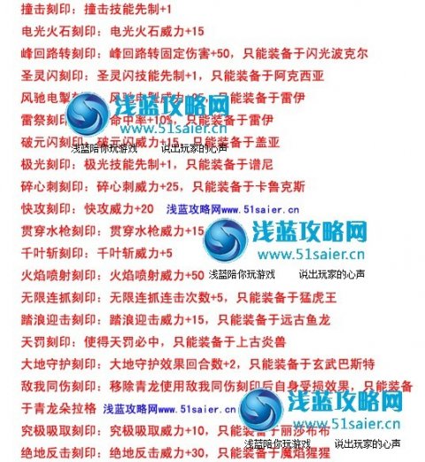 賽爾號技能刻印效果 淺藍攻略網51saier.cn