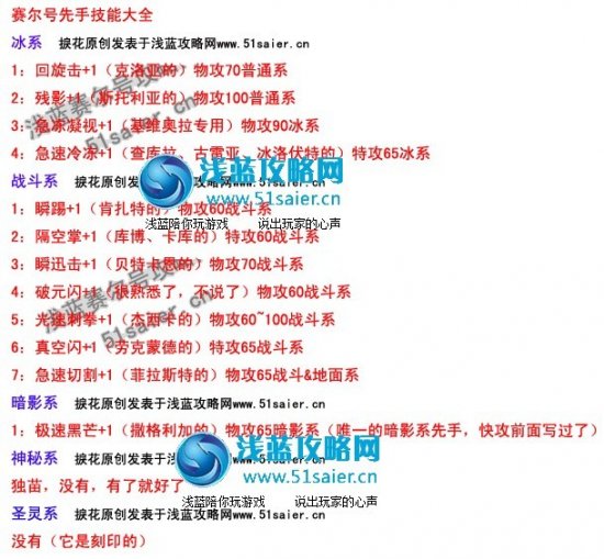 賽爾號先手技能大全 淺藍攻略網(wǎng)51saier.cn