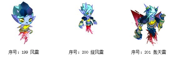 奧拉星風雷-旋風雷轟天雷進化圖