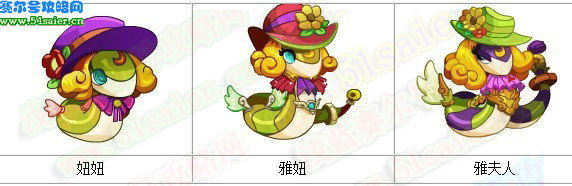 奧拉星妞妞-雅妞-雅夫人進化圖