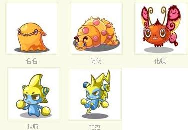 洛克王國(guó)毛毛 爬爬 化蝶 拉特 酷拉