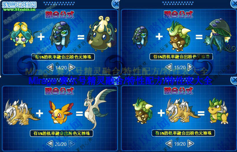 賽爾號精靈融合公式