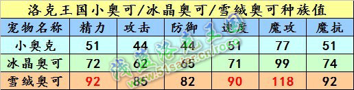 洛克王國小奧可種族值