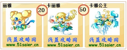 奧奇傳說麗雅-卡麗雅-卡雅公主進化圖