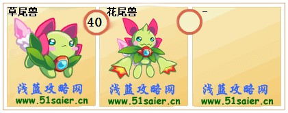 奧拉星草尾獸-花尾獸進化圖