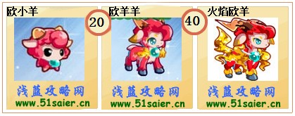 奧拉星歐小羊-歐羊羊-火焰歐羊進化圖