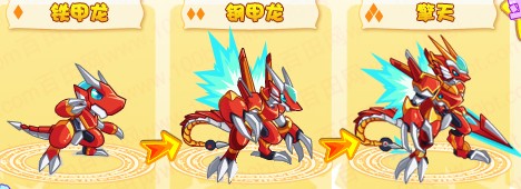 奧奇傳說鐵甲龍-鋼甲龍-擎天進化圖