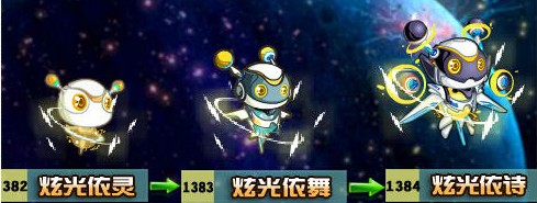 奧拉星炫光依靈-炫光依舞-炫光依詩(shī)進(jìn)化圖