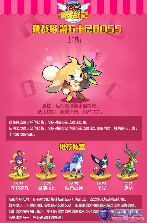 洛克精靈戰(zhàn)記挑戰(zhàn)塔第五十層加斯打法攻略分享